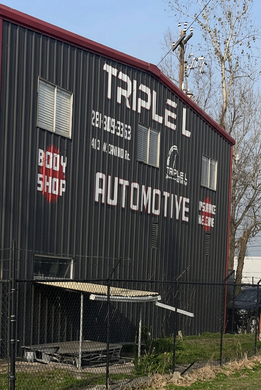 Triple L Automotive shop building on West Canino Road, Houston